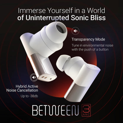 Status Audio Between 3ANC Bone Wireless Earbuds - Triple Driver - Active Noise Cancelling - 6X Microphones - Transparency Mode - 8H Playtime - Bluetooth 5.2. - IPX5