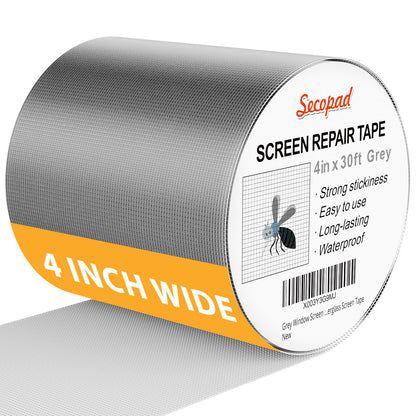 Secopad 4" x 360" (30FT) Screen Repair Tape, Screen Repair Kit, Grey