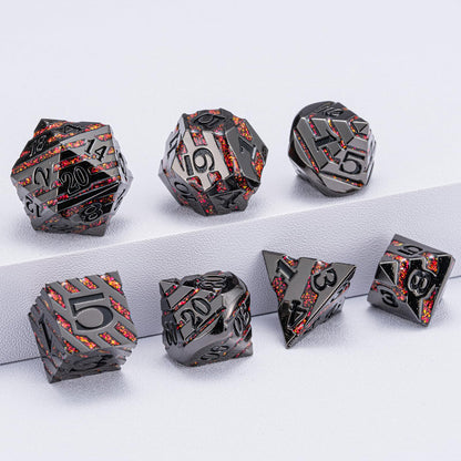 Maywin Decorative Inlay Metal Dice Set 7pcs, Heavy Metal RPG Dice for DND Players and Collectors
