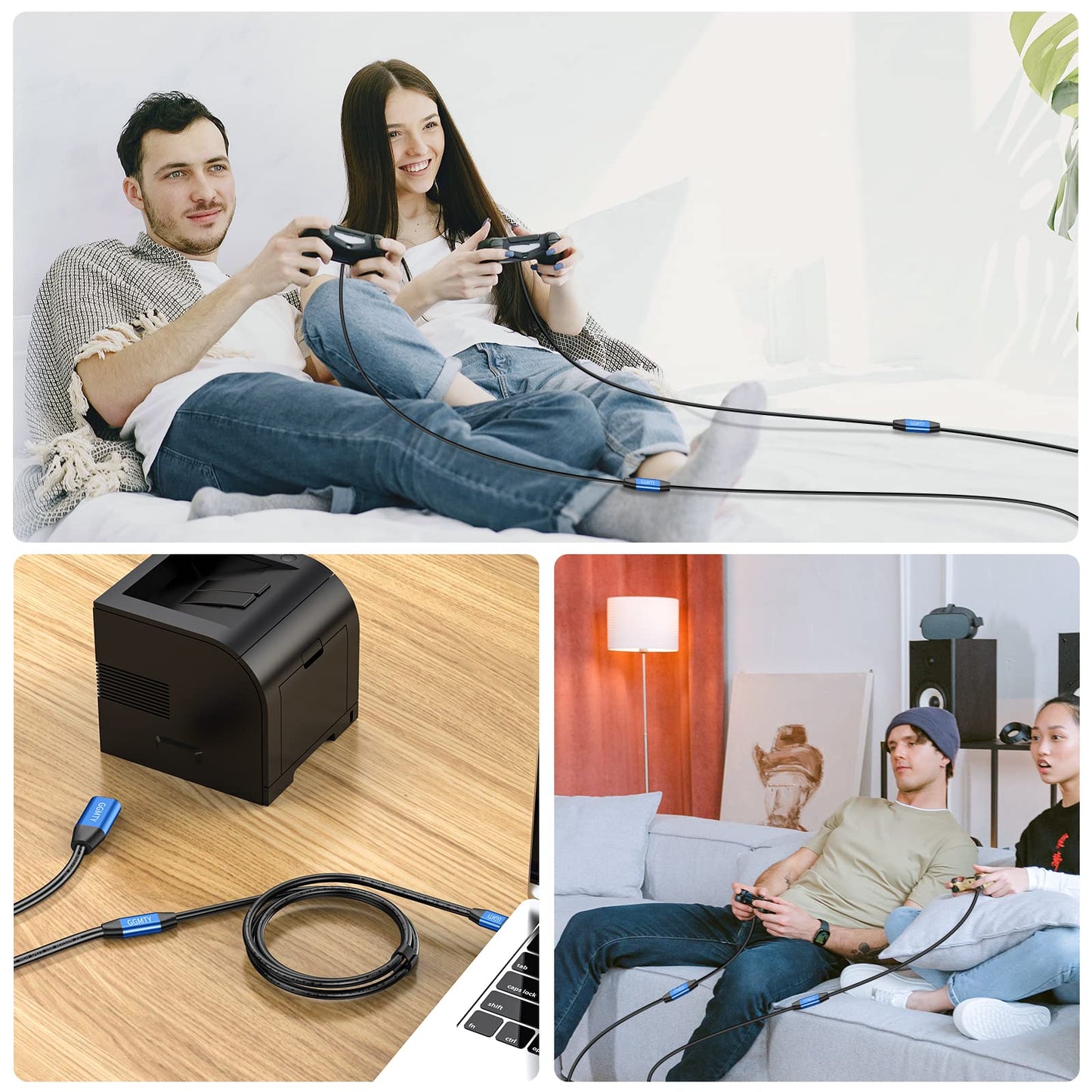 GGMTY USB 2.0 Type A Male to A Female Active Repeater Extension Cable 50ft, High Speed 480 Mbps