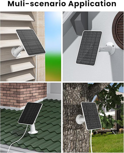 5W Solar Panel Charger Compatible with Arlo Essential 2K Outdoor Camera(2nd Gen)/Essential Outdoor XL(2nd Gen)/Essential Spotlight, IP65 Waterproof 10ft USB-C & Micro USB Cable & Wall Mount, 2 Pack