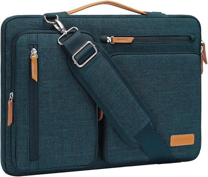 MOSISO 360 Protective Laptop Shoulder Bag,17-17.3 inch Computer Bag Compatible with MacBook, HP, Dell, Lenovo, Asus Notebook,Side Open Messenger Bag with 4 Zipper Pockets&Handle, Teal Green