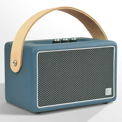 Vintage Bluetooth Speakers, KONEX 40W Leather Portable Wireless Speaker, Bluetooth 4.2 Heavy Bass Music Player, 20H Long Playtime, Mid Century Modern Decor for Home, Office, Party, Gift for Friend