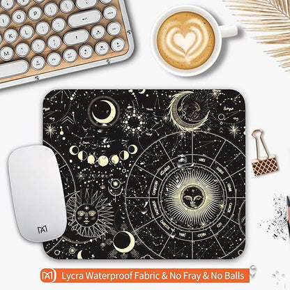 Square Mouse Pad Moon Sun, Personalized Premium-Textured Custom Mouse Mat Design, Washable Mousepad Cloth, Non-Slip Rubber Base Computer Mouse Pads for Wireless Mouse