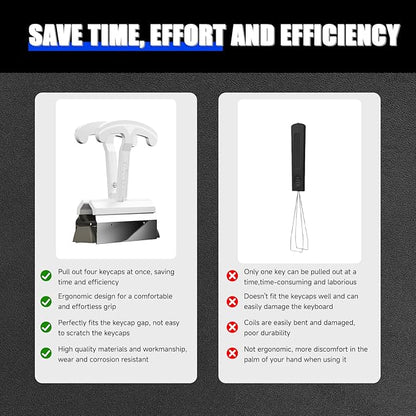 KEMOVE P11 4-Key Keycap Puller - Custom Gaming Mechanical Keyboard Cleaning and Removal Tool, Made with PC and 420 High-Carbon Stainless Steel, Suitable for Standard Layout Keyboards (White)