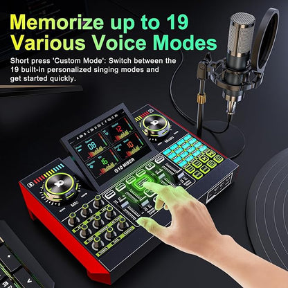 G10 podcast equipment bundled with audio mixer integrated podcast production studio, equipped with P15 microphone, used for live streaming, podcast recording PC,YouTube Recording