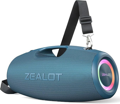 ZEALOT Bluetooth Speaker,120W Wireless Speakers with Booming Bass,IP67 Waterproof Speaker with LED Light, BT 5.2, Loud Bluetooth Speakers for Camping,Beach,Gifts(Blue)