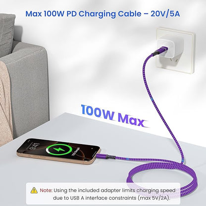 Elebase USB Type C to C 100W Cable 3.3FT with USB Adapter,Fast Charging PD Charger Cord for iPhone 16 15 Pro Max Plus,Samsung Galaxy S23 S24,Car Play,MacBook Mac,iPad 10,Air 5 Mini 6,Ultra,A53 A54