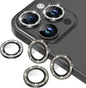 AGVEE 3+3 6 Pack for iPhone 15 Pro 6.1" / 15 Pro Max 6.7" Camera Lens Protector, Bling Diamond & Bling Glitter Metal Ring 9H Tempered HD Glass Camera Protector Cover Film, Bling-Black