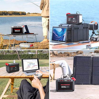 MARBERO 200W Portable Power Station 148Wh Camping Solar Generator Laptop Power Bank with AC Outlet 110V, DC, USB QC3.0, LED Flashlights for CPAP Home Outdoor Trip Emergency Backup