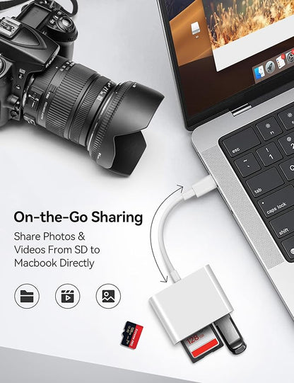 USB-C SD Card Reader, Multi-Function Memory Card Adapter for MacBook, Support SD, SDHC, SDXC, Micro SD Cards