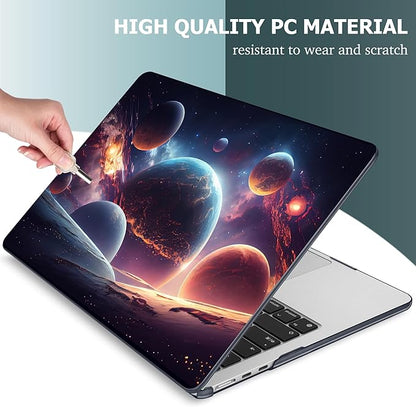 Mektron for 2025 M4 MacBook Air 13.6 Inch A3240 Case Fits 2023 A2681 M2 2024 A3113 M3 Chip with Liquid Retina Display Touch ID, Printed Plastic Hard Shell Cover for MacBook Air 13.6", Planets