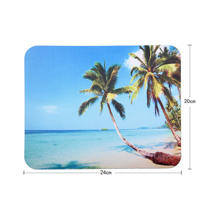 Mouse Pad, Gaming Mouse Pad, Non-Slip Rubber Base Mouse Mat with Designs for Laptop, Computer & Office, 9.5 x 7.9 x 0.12 inches (Coconut Trees on The Beach)