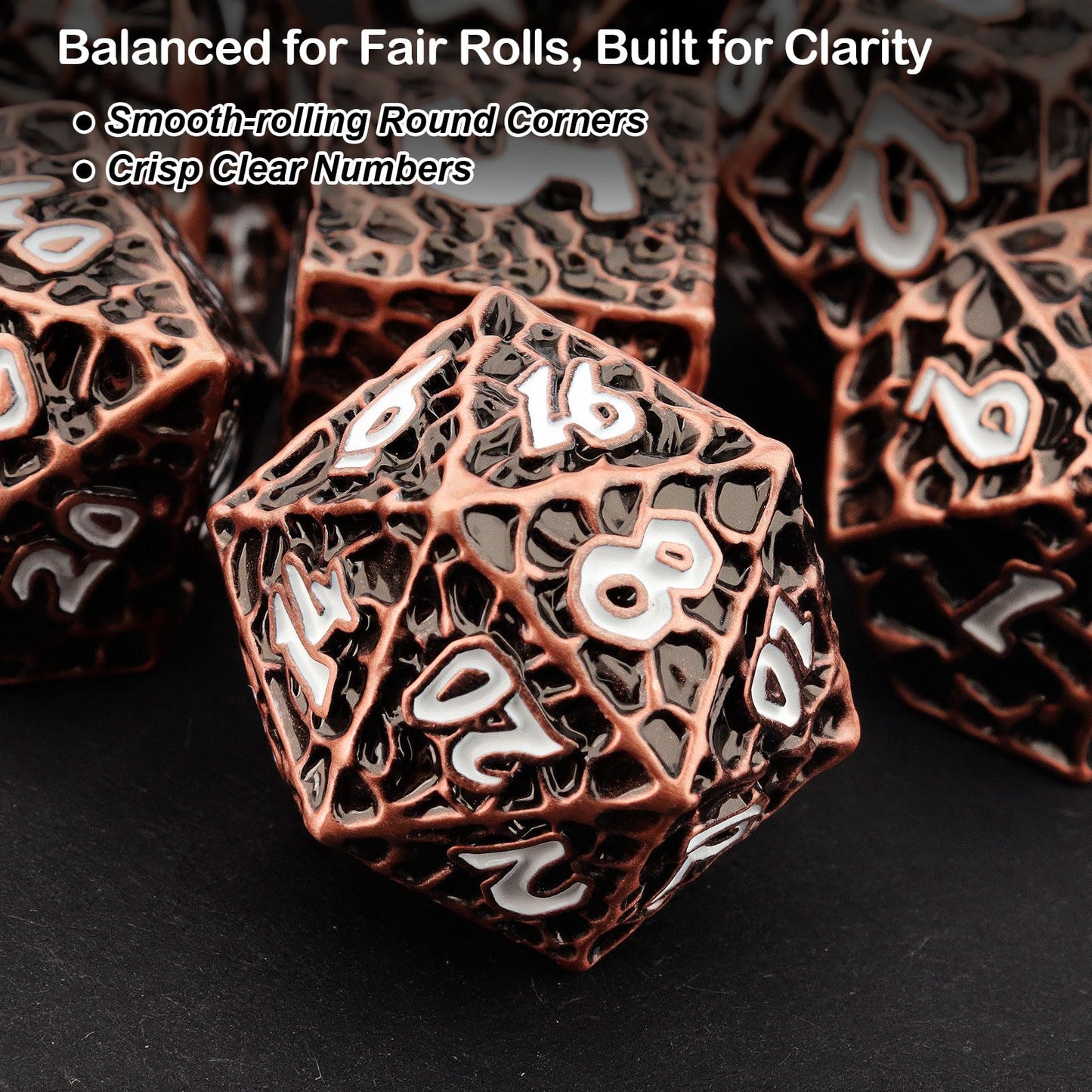 Haxtec Metal DND Dice Set, 7 Pcs Meteorite Texture Polyhedral Dice for RPG