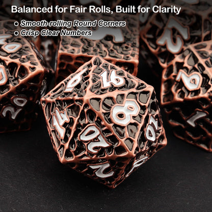 Haxtec Metal DND Dice Set, 7 Pcs Meteorite Texture Polyhedral Dice for RPG
