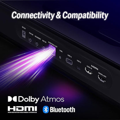 OXS Thunder Pro Gaming Soundbar with 5.1.2 Dolby Atmos Surround Sound System, Built-in Woofer, Bluetooth Multi-Connection, 3 Pro Gamer Modes, Sleek Toggle Design, for Pcs and Gaming Consoles