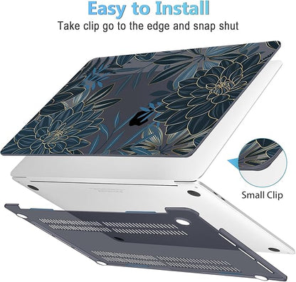 Mektron for MacBook Air 13 Case A1466/A1369 (2010-2017 Release), Snap-on Plastic Hard Shell Cover for MacBook Air 13.3 inch with Keyboard Cover, Dahlia Flower C035