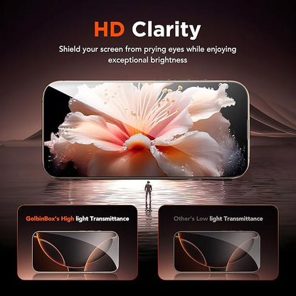 GolbinBox 3-Pack Privacy Screen Protector for iPhone 16 Pro 6.3 Inch,Military-Grade Shatterproof Anti-Spy HD Tempered Glass, Easy Installation,Dust and Bubble Free,9H Hardness,Anti - Fingerprint