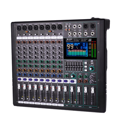 Doslnlya GF8 Pro Multi functional 8-channel Audio Mixer, Bluetooth DJ Mixing Console -7-level Stage Equalizer, 99 Sound Effects, Stage Independent Mute, Karaoke, Wedding Scene, Party DJ Mixer