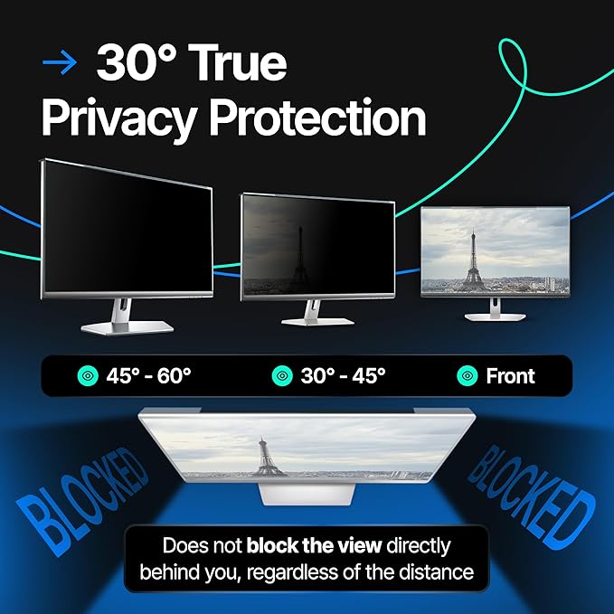 Acrylic 23 Inch Computer Privacy Screen Filter for Widescreen Computer Monitors - 20.6" x 12" (524 x 306mm) - Monitor Frame Hanging Type