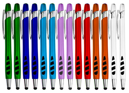 Stylus Pen for Touch Screens & Ballpoint Writing Pens, with Sensitive Stylus Tip - 2 in 1, Compatible for Your Touch Screen Devices - Assorted Barrel Colors, Black Ink, 7 Pack