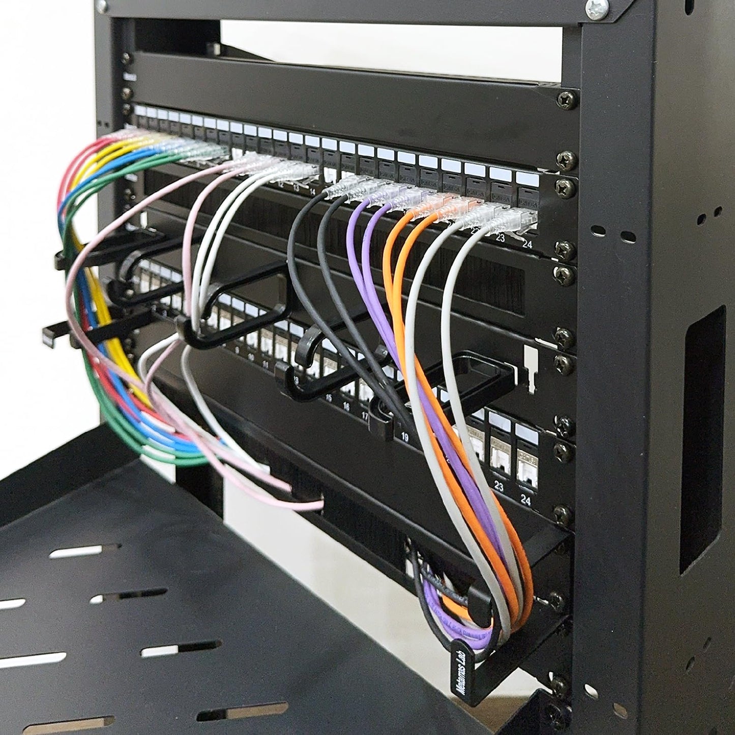 Metamas Lab - 10 Pack Metallic 1U D Ring Cable Manager Ring Network Rack Cable Management Ring Cable Management Hook for Network Patch Cables, Fiber Optic, Power Cords - Made in Taiwan