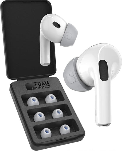 Foam Masters Ultra-Premium Memory Foam Ear Tips for AirPods Pro 1st & 2nd Gen | 3 Pairs | Black Magic Ver 6.0 | Secure | Comfort | Better Noise Cancel | Replacement Buds – Gray, Assorted S/M/L