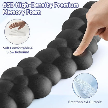 Cloud Wrist Rest for Keyboard and Mouse, Memory Foam PU Leather Keyboard Wrist Rest with Ergonomic Support, Non-Slip Base, Cute Arm Rest Pad & Palm Cushion, Office Desk Accessory, Black