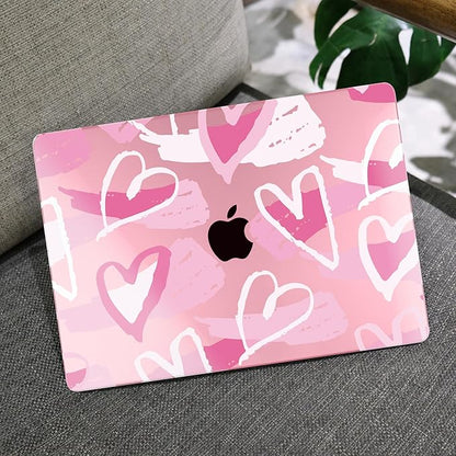MEEgoodo Case for MacBook Pro 13 inch Case 2022 2021 2020 New A2338 M2/M1 A2251 A2289, Laptop Hard Shell with Keyboard & Camera Cover Compatible with 13 inch MacBook Pro, Fashion Heart Pattern