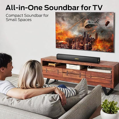 Monster S220 Bluetooth Soundbar for TV, Bluetooth 5.4 Sound Bar, 2.0CH with Dual Bass Diaphragm, All-in-one Home Theater Speakers, Compact, AUX/USB/TF Card Connection for TV/PC/Gaming/Projectors