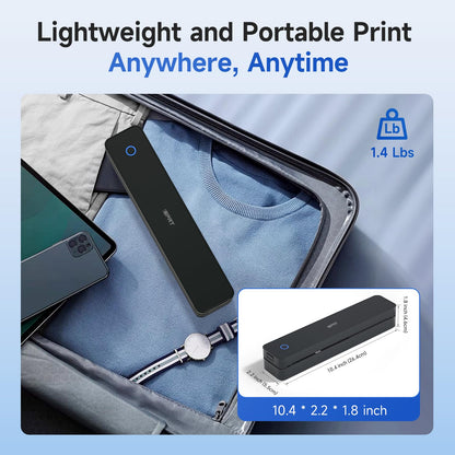 iDPRT Portable Printer Wireless for Travel - Bluetooth Mobile Printer Support for 8.5"x11" US Letter, Inkless Compatible with iOS, Android, Laptop for Office, Car and Home (pro, Black)