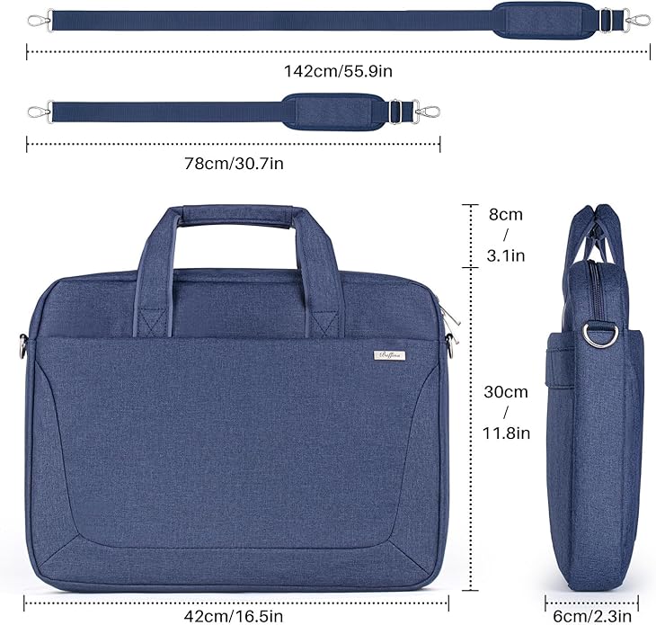 BAFFINA Laptop Shoulder Bag 17 17.3 Inch Business Gifts for Men Women Travel College,Laptop Briefcase for 17“-18“ Notebook Hp Dell Asus,Waterproof Computer Carrying Case Messenger Bag with Strap,Blue