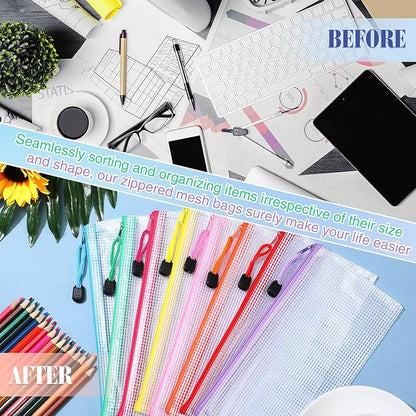 Jetec 32 Pcs Mesh Zipper Bags Toy Storage Bikini Organizer Bag Bolsas para Guardar Trajes De Baño Waterproof Zipper Reusable Pouch Puzzle Multipurpose for Storage Office(Stylish Color,9.5 x 4.5 Inch)