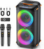 Karaoke Machine with 2 Wireless Microphones, Portable Bluetooth 5.3 Karaoke Speaker for Home Party Outdoors, PA System for Adults with Echo Adjustment/LED Lights, Support TV/USB/AUX/TF