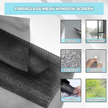 Window Screen Replacement Kit, 8-in-1 DIY Screen Door Repair Kit with Fiberglass Mesh 48"x118" Spline Tools for Sliding Door Patio Screen House Windows French Doors