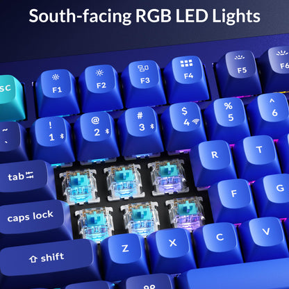 Keychron Q1 RGB Wired Custom Mechanical Keyboard, 75% Layout QMK/VIA Programmable Macro with Hot-swappable Gateron G Pro Blue Switch Double Gasket Compatible with Mac Windows Linux (Blue) -Version 2