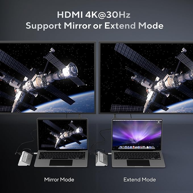 USB C Hub, 9-in-1 Laptop Docking Station with 3.28FT Cable, USB HUB for Laptop with 4K HDMI, PD 100W, USB-C and 2 USB A 3.0 5Gbps, 2 USB A 2.0, SD/TF Slot for MacBook Air/Pro iPad Type-C Laptop
