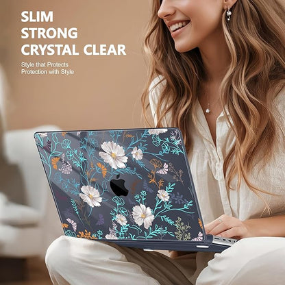 for MacBook Pro 16 inch Case 2021 2022 2023 2024 Release A3186 A3403 M4 A2991 M3 A2780 M2 A2485 M1 Pro/Max, Hard Shell Case with Screen Protector & Keyboard Cover, Rustic Flowers
