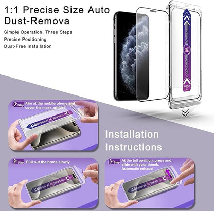 2 Pack Screen Protector for iPhone 11 Pro Max/iPhon XS Max, 9H Tempered Glass, Full Coverage, Anti-Fingerprint, Auto Dust-Elimination, No Bubble, Easy Installation