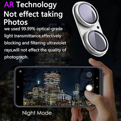 2 Pack Camera Lens Protector for iPhone 16 / iPhone 16 Plus,[Not Easy to Breakn ] AR Tempered Glass Strong Adsorption Metal Camera Cover Screen-Silvery