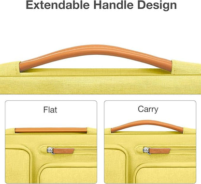 MOSISO 360 Protective Laptop Case 13.3 inch, 13-13.3 inch Laptop Sleeve Compatible with MacBook Air/Pro 13 / Pro 14,HP Dell Acer ASUS,Side Open Carrying Case with 4 Zipper Pockets&Handle, Yellow