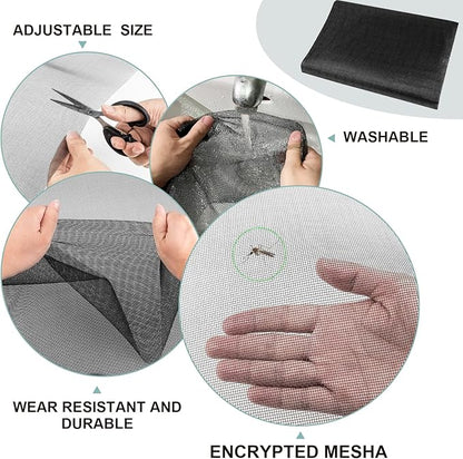 48"X236" Window Screen Replacement Kit, 6 in 1 Window Screen Door Repair Kit, Replacement Window Screens, Fiberglass Patio Screen Mesh for Porch Sliding Door, Rolling Tool Hook Spline Cutter Ruler