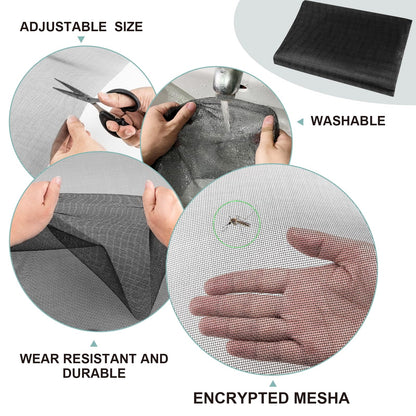 48"X236" Window Screen Replacement Kit, 6 in 1 Window Screen Door Repair Kit, Replacement Window Screens, Fiberglass Patio Screen Mesh for Porch Sliding Door, Rolling Tool Hook Spline Cutter Ruler