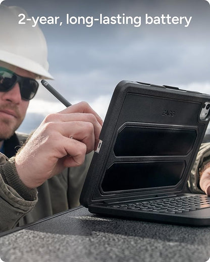 ZAGG Rugged Book iPad 11" (A16)/ 10.9" (Gen 10) Case - Durable Wireless Keyboard Case, Military-Grade Drop Protection, Multi-Device Pairing, Detachable Backlit Keyboard, Black