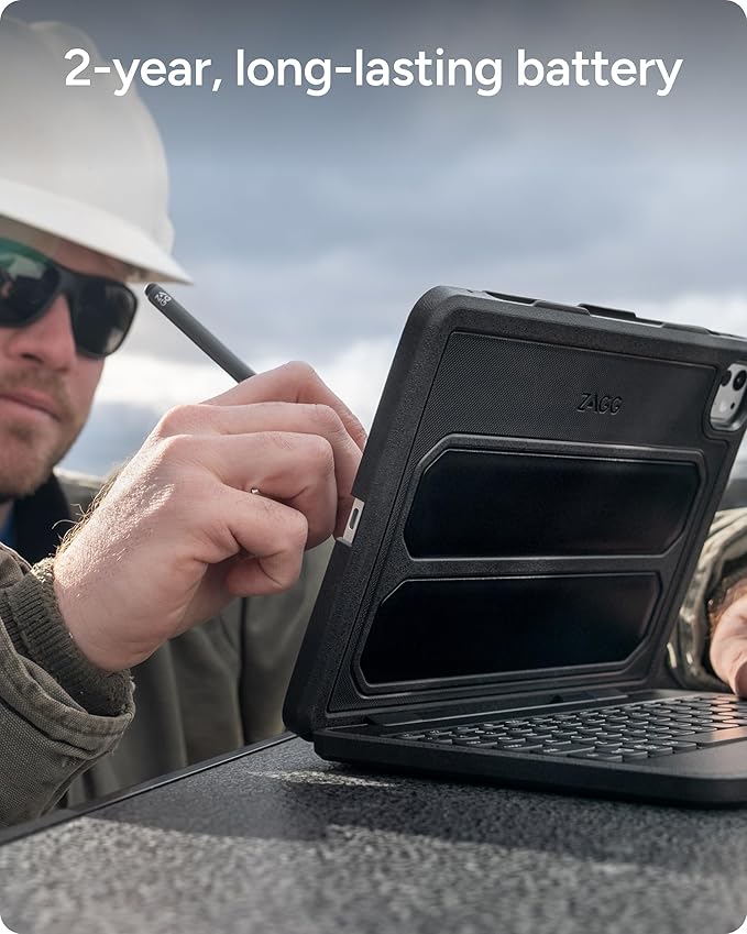ZAGG Rugged Book iPad Case with Detachable Magnetic-Hinged Keyboard for iPad Air 3, iPad Pro 10.5" & 10.2" (9th Gen), Multi-Device Bluetooth, Apple Pencil Holder, Long-Lasting Battery, Wireless, Black