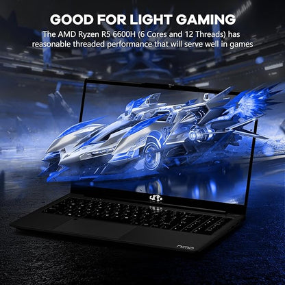 NIMO 15.6" IPS FHD-Gaming-Laptop, AMD Ryzen 5 6600H 6 Cores 32GB DDR5 RAM 2TB SSD (Beat i7-1165G7, Up to 4.5GHz) Radeon 660M GPU-Computer with Backlit Keyboard 100W Type-C Fingerprint Win 11