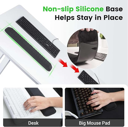 MEKASS Ergonomic Wrist Rest for Keyboard and Mouse, Soft Memory Foam Keyboard Wrist Rest Set with Non-Slip Silicone Base, Easy Typing, Pain Relief, Comfort for Office, Work, Gaming (Pink)