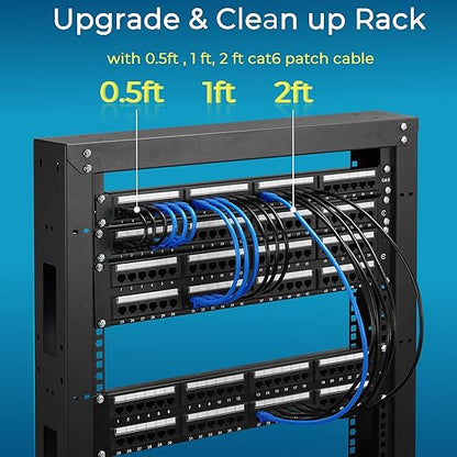 Rapink Patch Cables Cat6 3ft (24 Pack), Ethernet Patch Cable 10G Support, Cat 6 Patch Cable for Patch Panel to Switch, Flexiable Cat 6 Ethernet Cable with Gold Plated Black