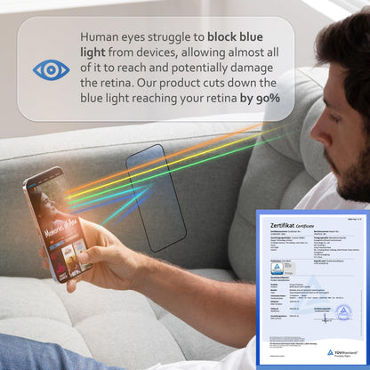Deppa |2 Pack| Anti-Blue Light Screen Protector for iPhone 15 Pro Max (6.7") | Scratch Resistant Tempered Glass | 3D Edge to Edge Coverage | Easy Installation Kit | Eye Safeguard TÜV Certified
