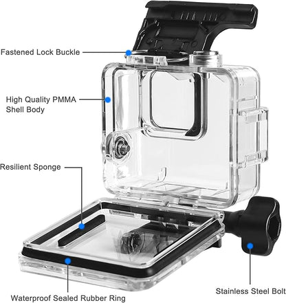OKFUN Waterproof Diving Protective Case for Go Pro Hero 4K,196FT/60M Underwater Dive Durable Housing for Snorkeling,Surfing&Extreme Sports Hero4K 2024 Action Camera Accessories